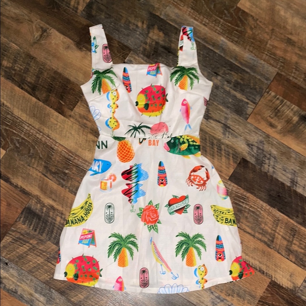 Colorful Tropical Print Dress